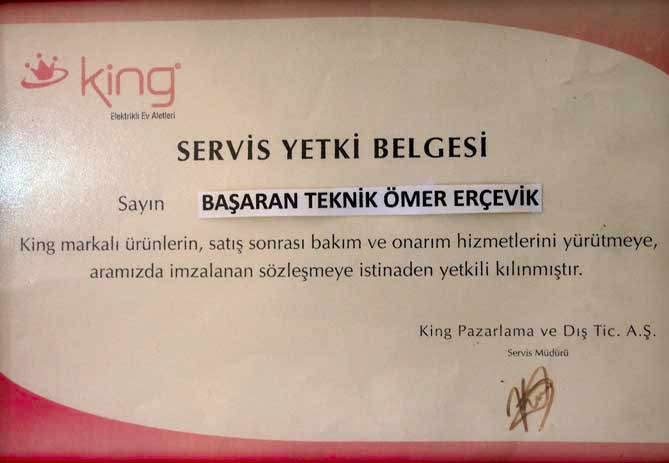 Yetkili servis belgesi