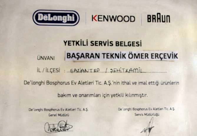 Yetkili servis belgesi